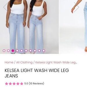 Pink lily Kelsea light wash jeans 30 wide leg